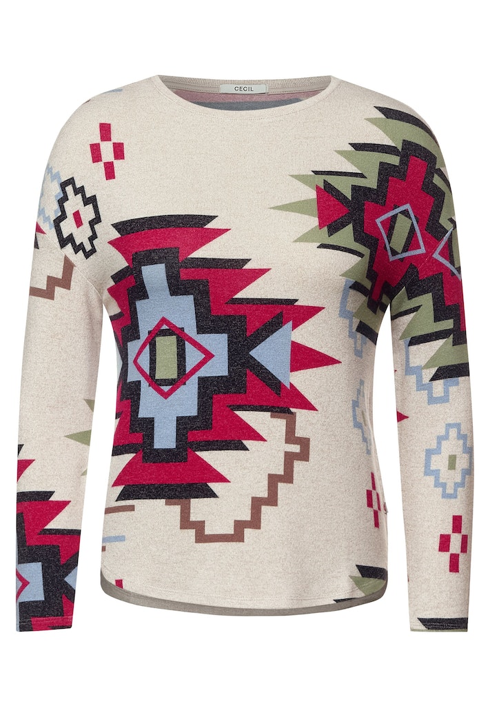 Langarmshirt mit Ikat Print