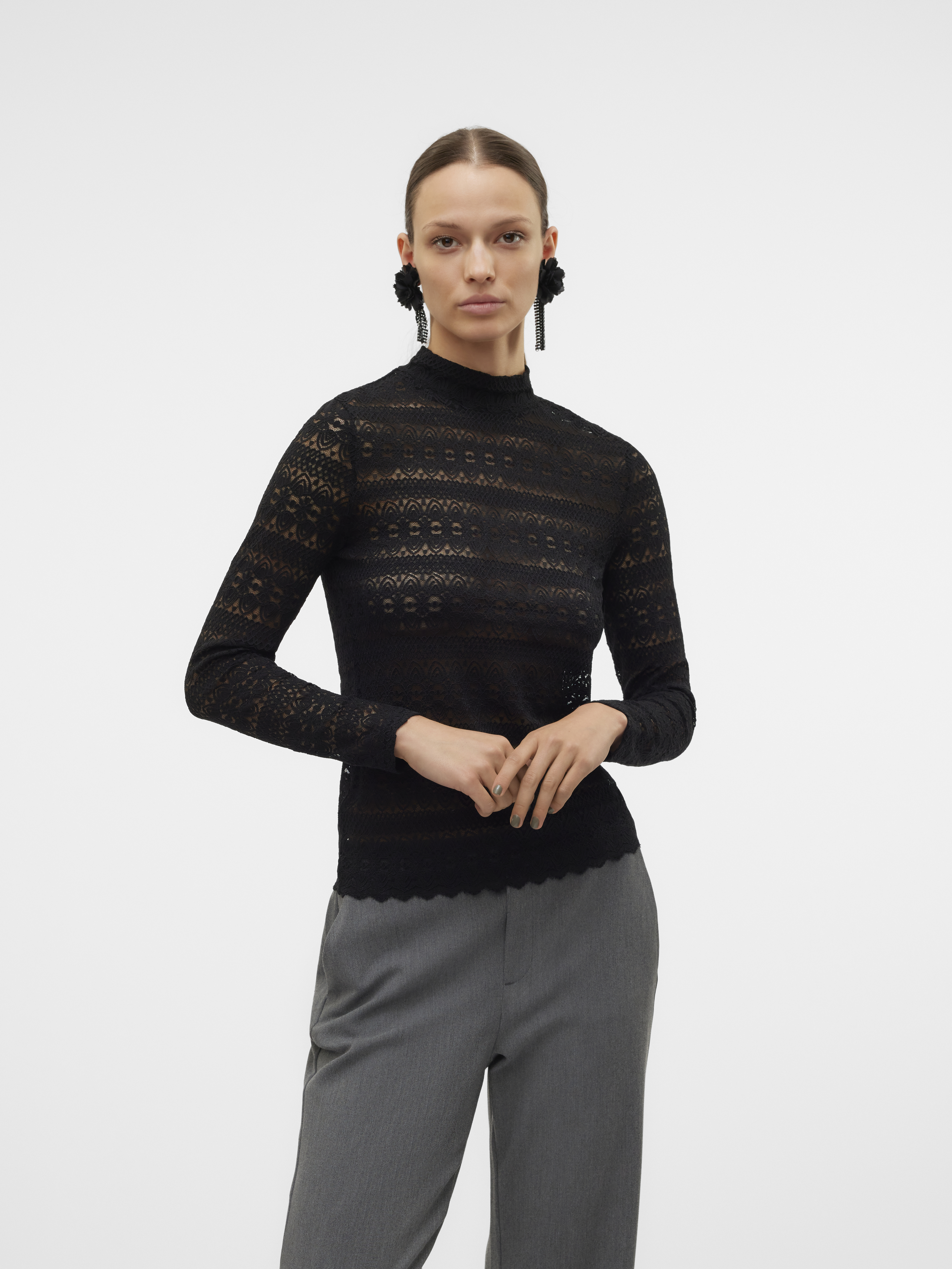 VMZOE LS LACE HIGH NECK TOP JRS NOOS