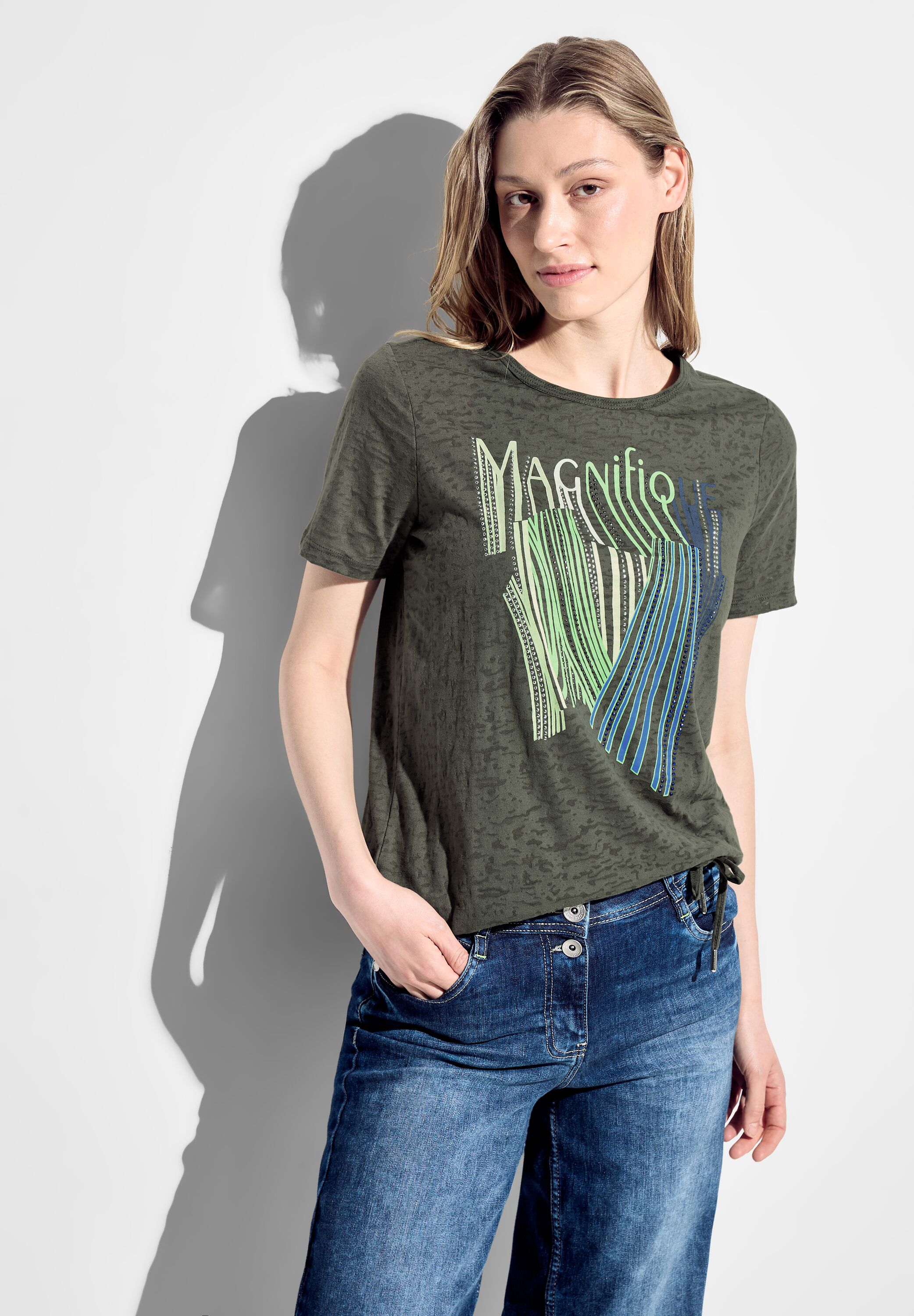 Burnout T-Shirt mit Print