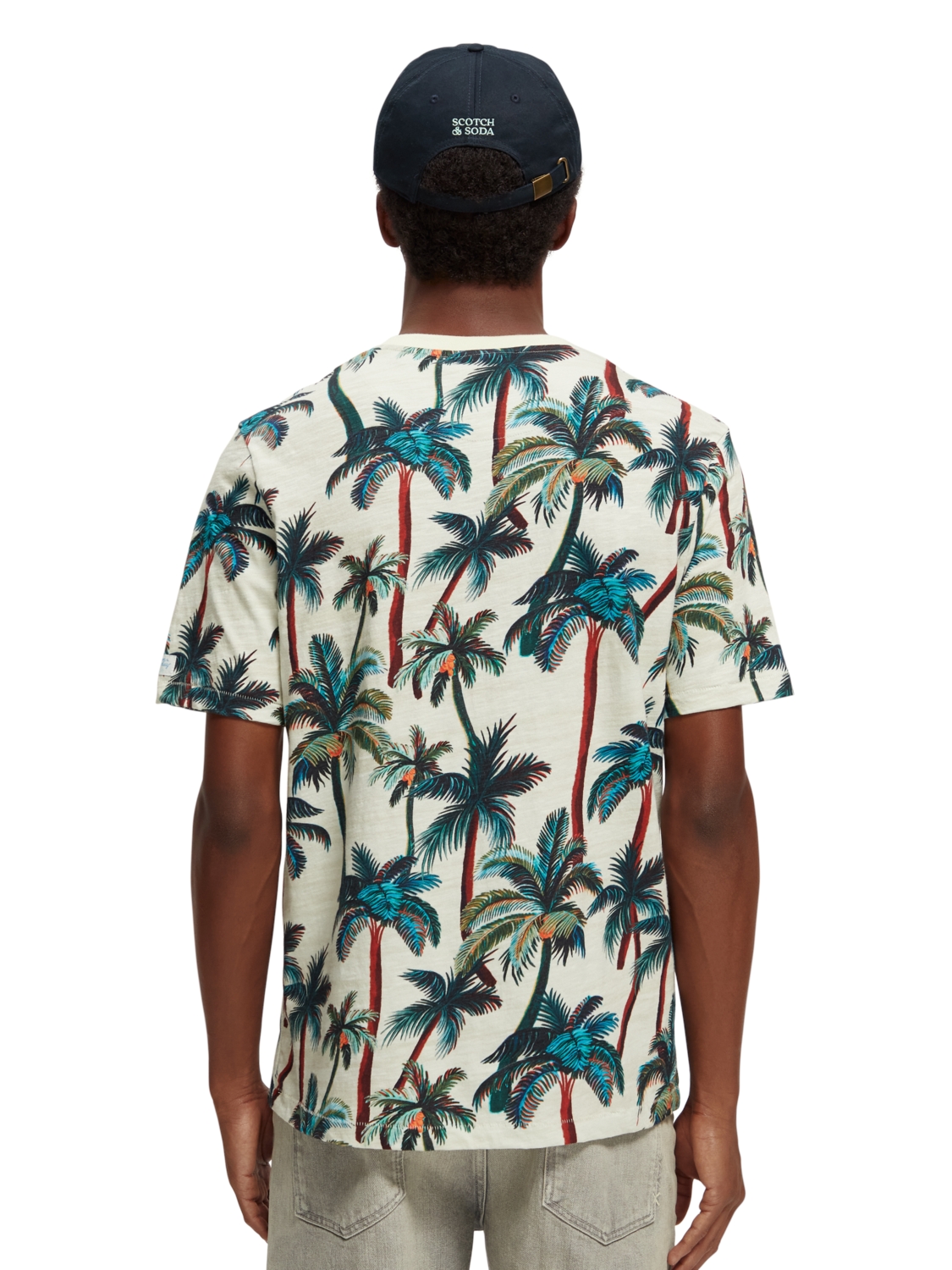 Palm-printed crewneck t-shirt