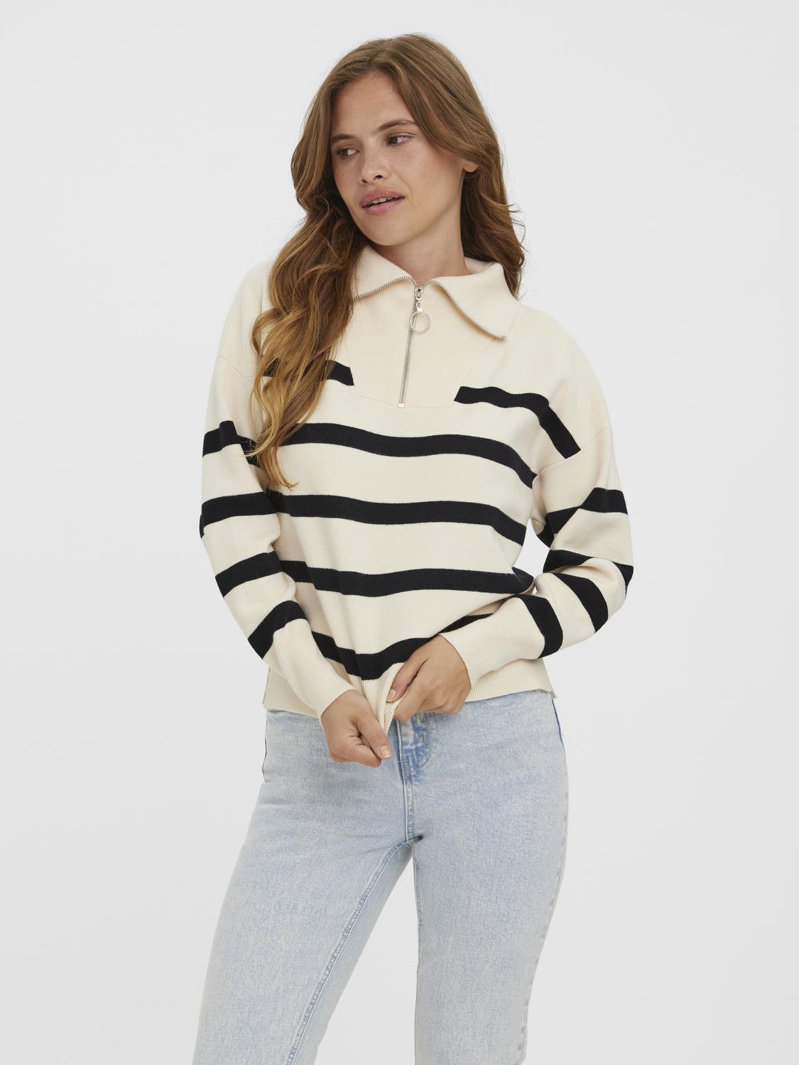 VMSABA STRIPE LS HIGHNECK BLOUSE GA NOOS