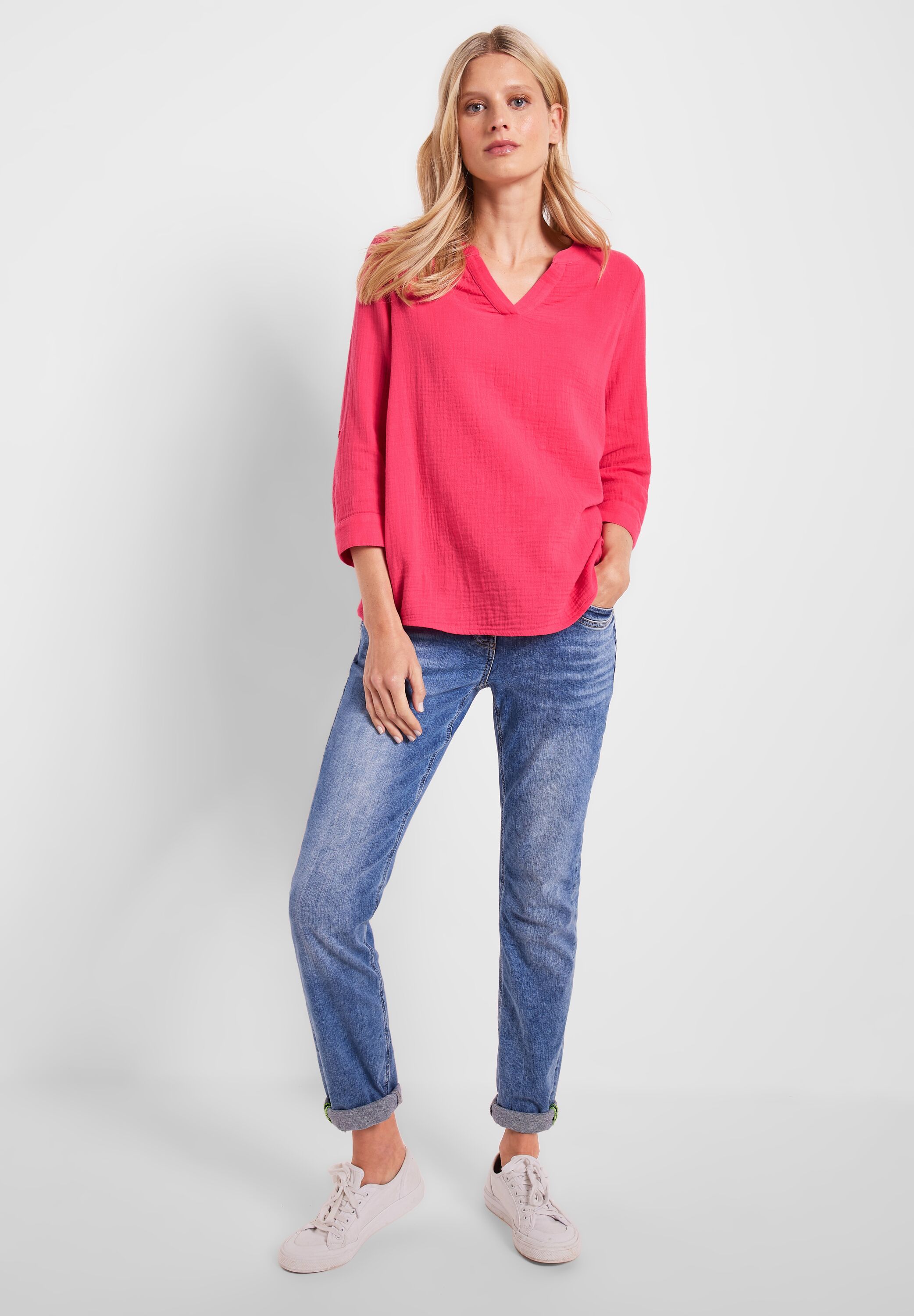 Musselin Bluse mit 3/4 Ärmel