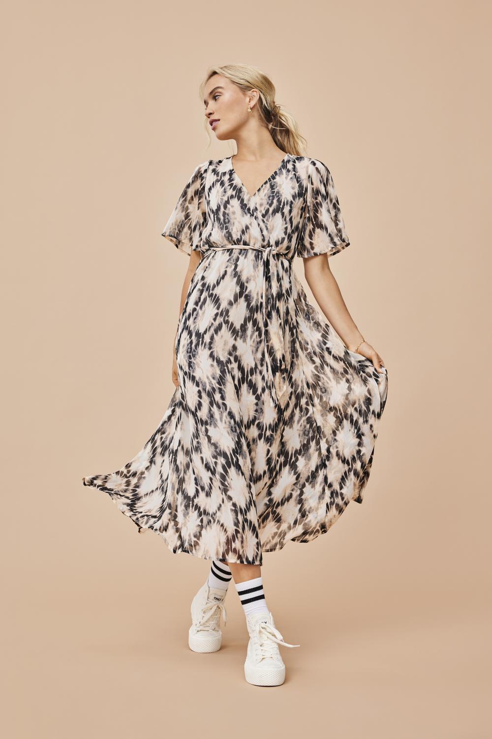 ONLELENA LIFE S/S WRAP MIDI DRESS PTM